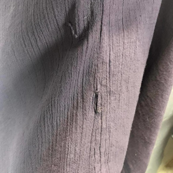 Hand Dyed Black Gauze Top Crochet Lace Trim Goth Peasant Top Boho Witchy Med B11 - Picture 4 of 4